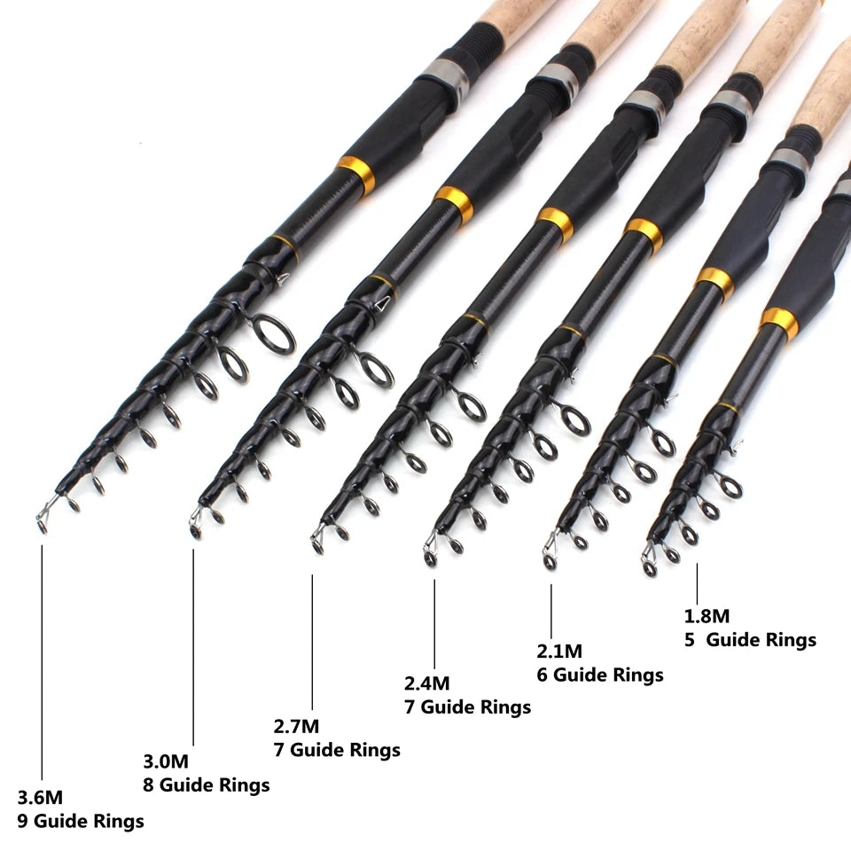 Telescopic Travel Spinning Fishing Rod – 1.8m–3.6m Portable Sea Pole