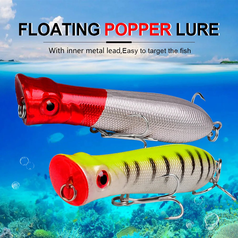 Topwater Popper Floating Hard Bait 8cm 12g