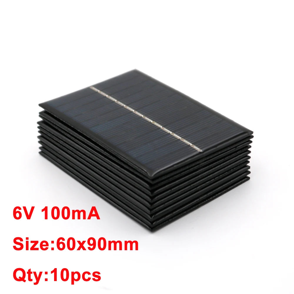 10PCS Solar Panel Set – 6V Mini Solar Battery Cells for Portable Charging