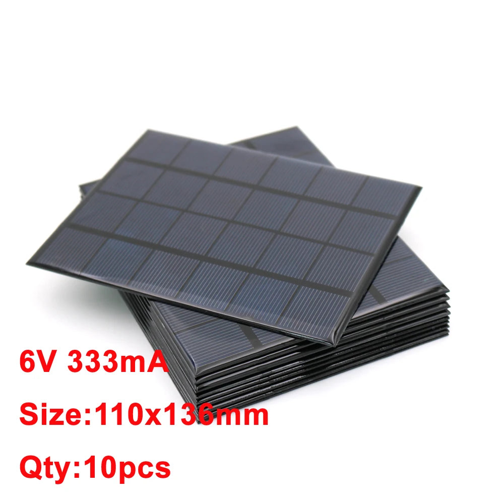 10PCS Solar Panel Set – 6V Mini Solar Battery Cells for Portable Charging