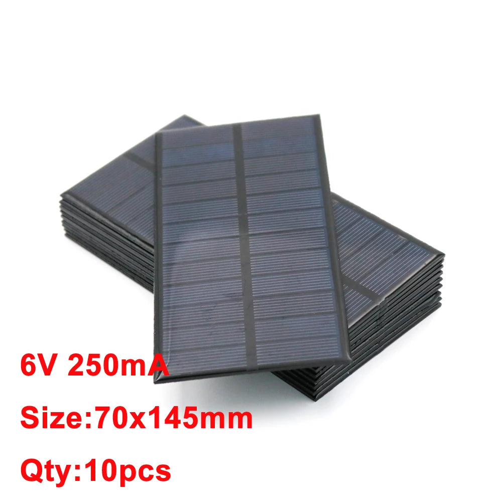 10PCS Solar Panel Set – 6V Mini Solar Battery Cells for Portable Charging
