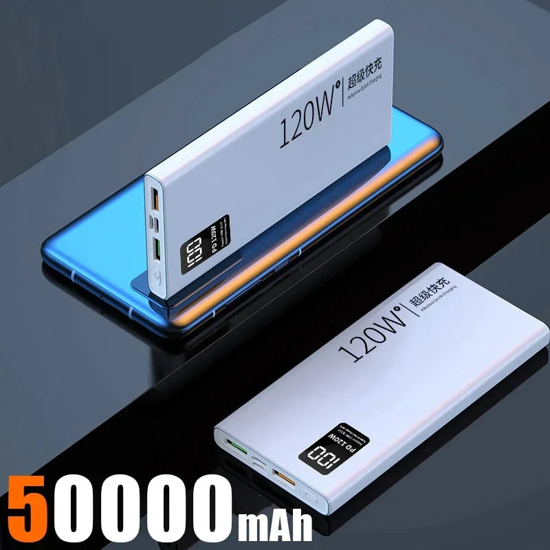 120W 50000mAh Power Bank – High Capacity Fast Charger for iPhone & Samsung