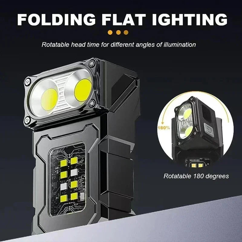 Mini USB Rechargeable LED Flashlight – Super Bright with COB Emergency Light & Magnet