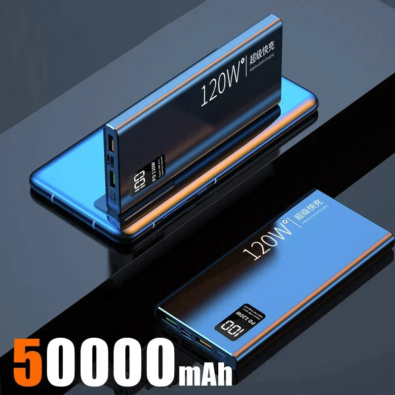 120W 50000mAh Power Bank – High Capacity Fast Charger for iPhone & Samsung