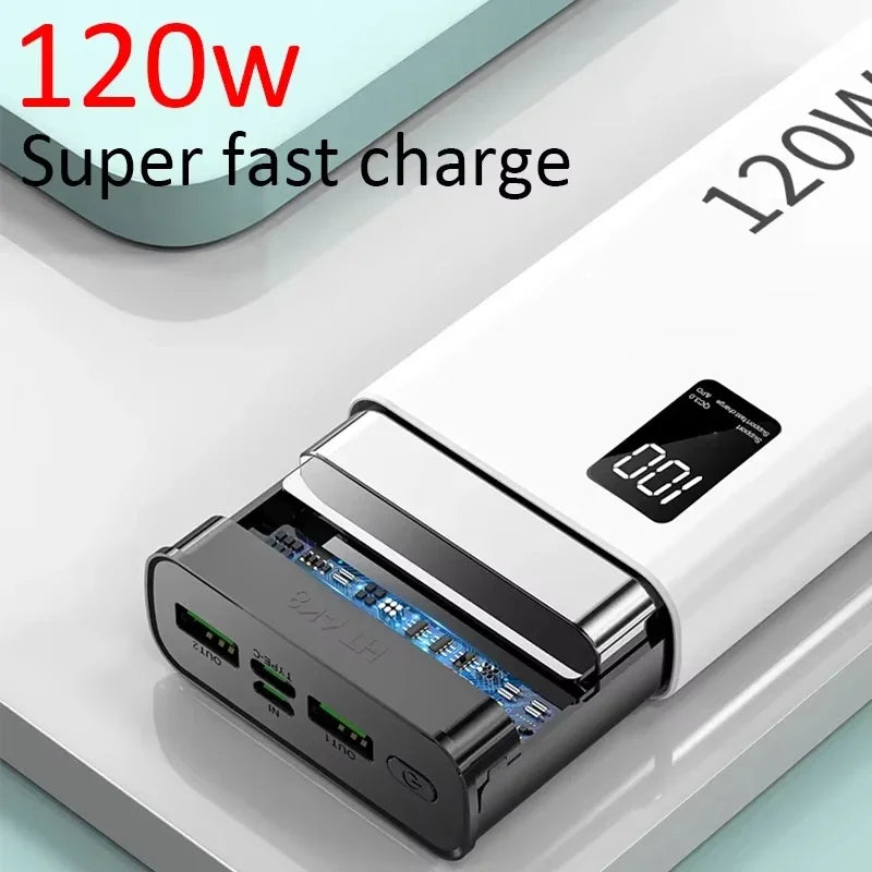 120W 50000mAh Power Bank – High Capacity Fast Charger for iPhone & Samsung