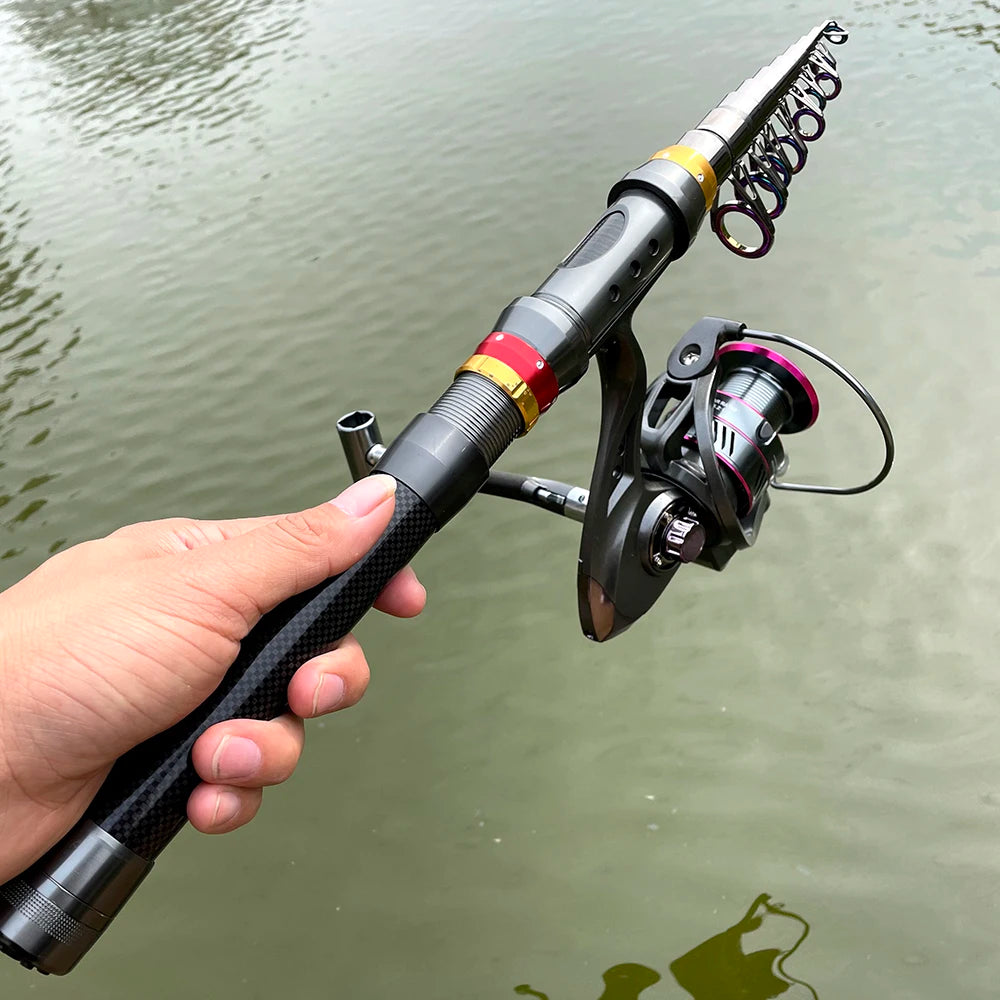 Carbon Fiber Telescopic Fishing Rod & Reel Combo