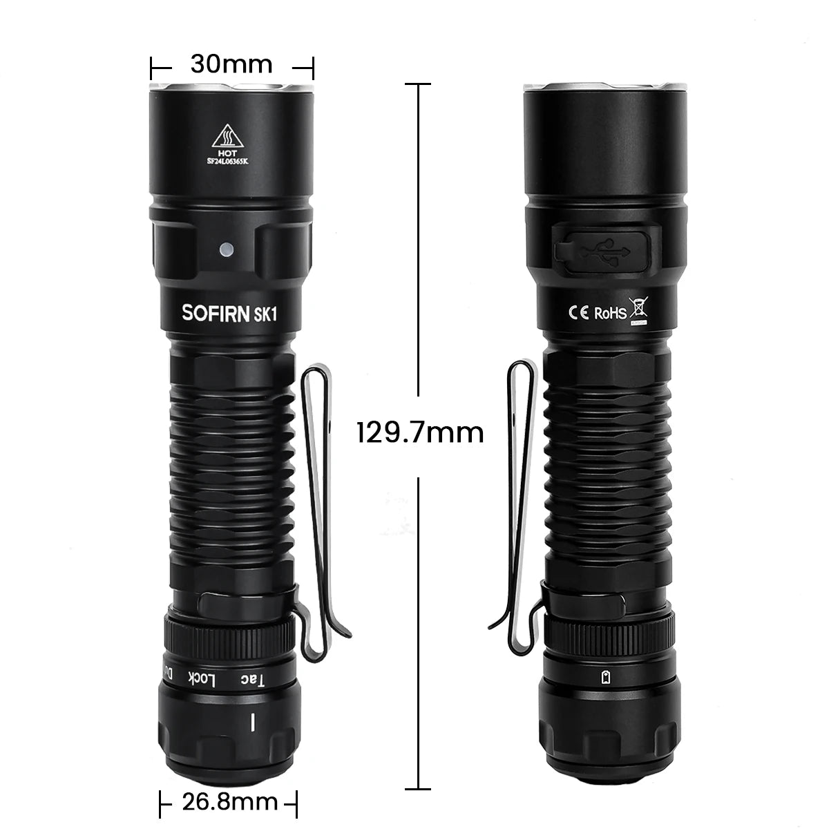 Sofirn SK1 SFT25R LED Tactical Flashlight 1300LM