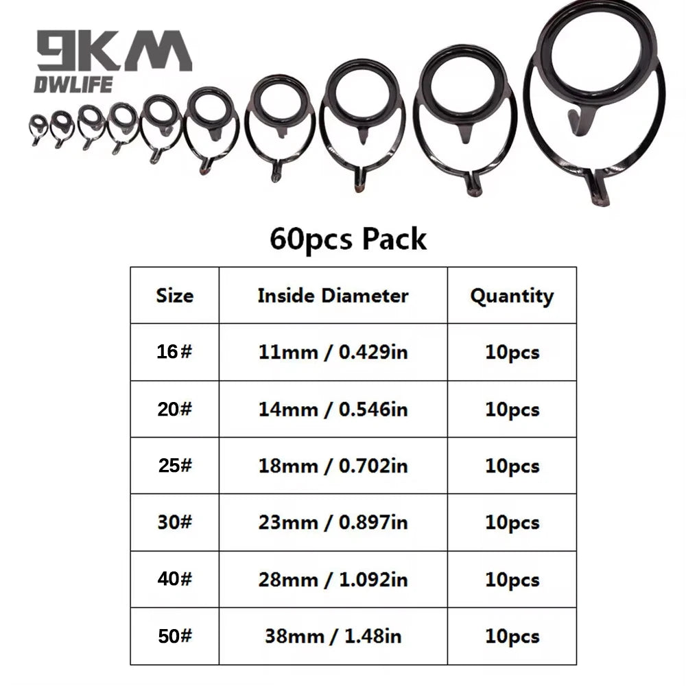 Fishing Rod Guide Repair Kit – 9~200Pcs Stainless Steel with Ceramic Rings