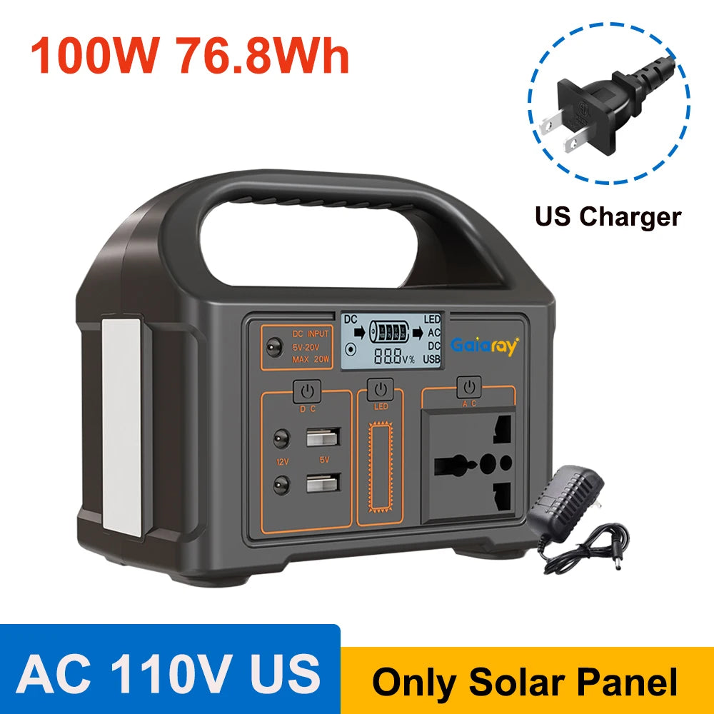 100W Portable Power Station – 24000mAh LiFePO4 Solar Generator