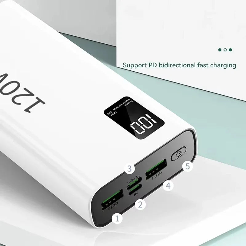 120W 50000mAh Power Bank – High Capacity Fast Charger for iPhone & Samsung