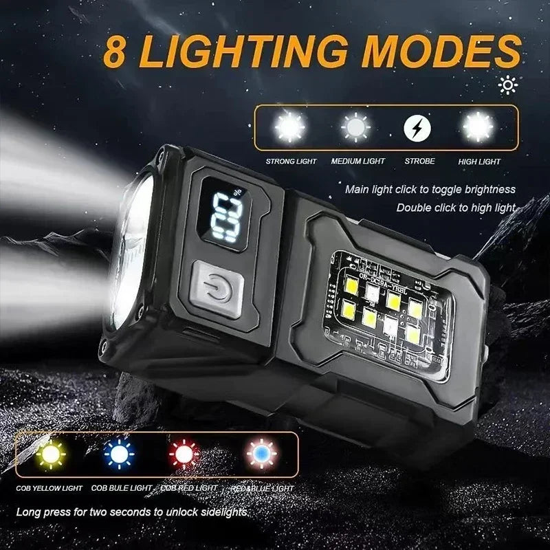 Mini USB Rechargeable LED Flashlight – Super Bright with COB Emergency Light & Magnet