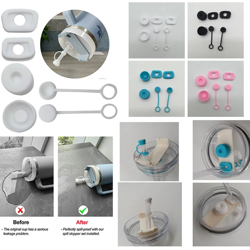 6PC Silicone Spill-Proof Straw Stopper Set for Stanley Cups