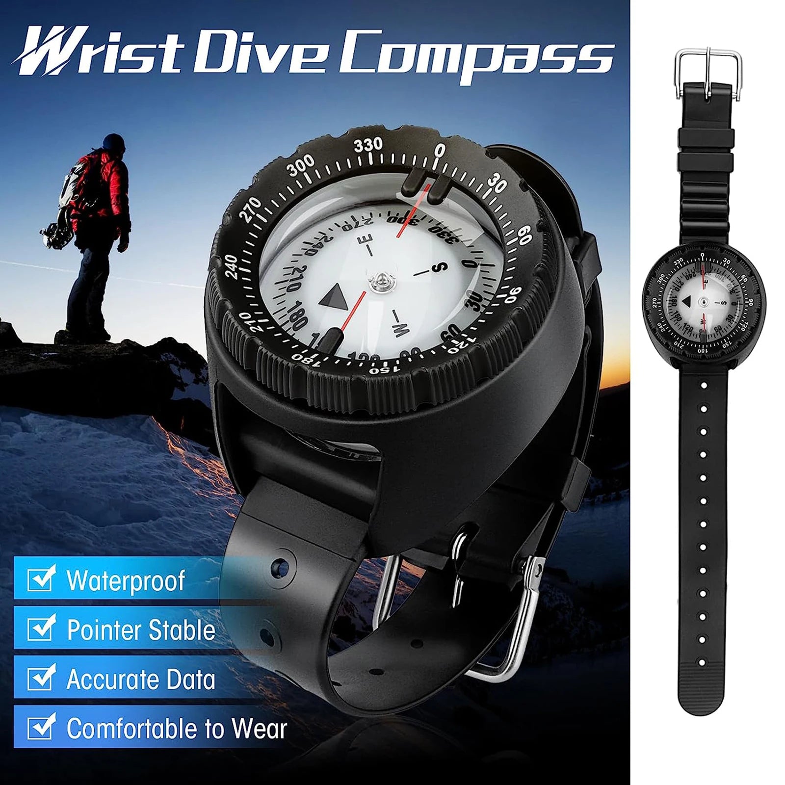 Digital Underwater Diving Compass – 50m Waterproof Scuba Navigator