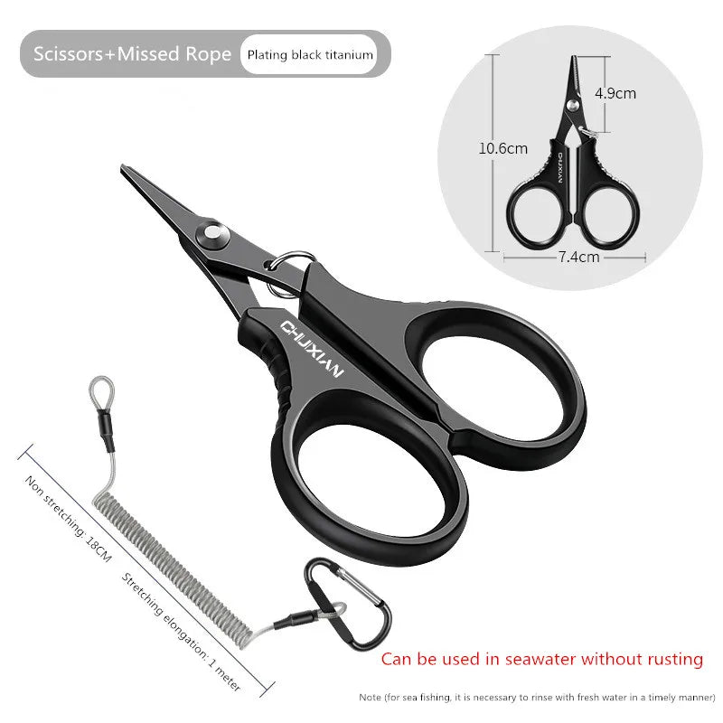 Titanium-Coated Fishing Scissors Pliers – Braided Line Cutter