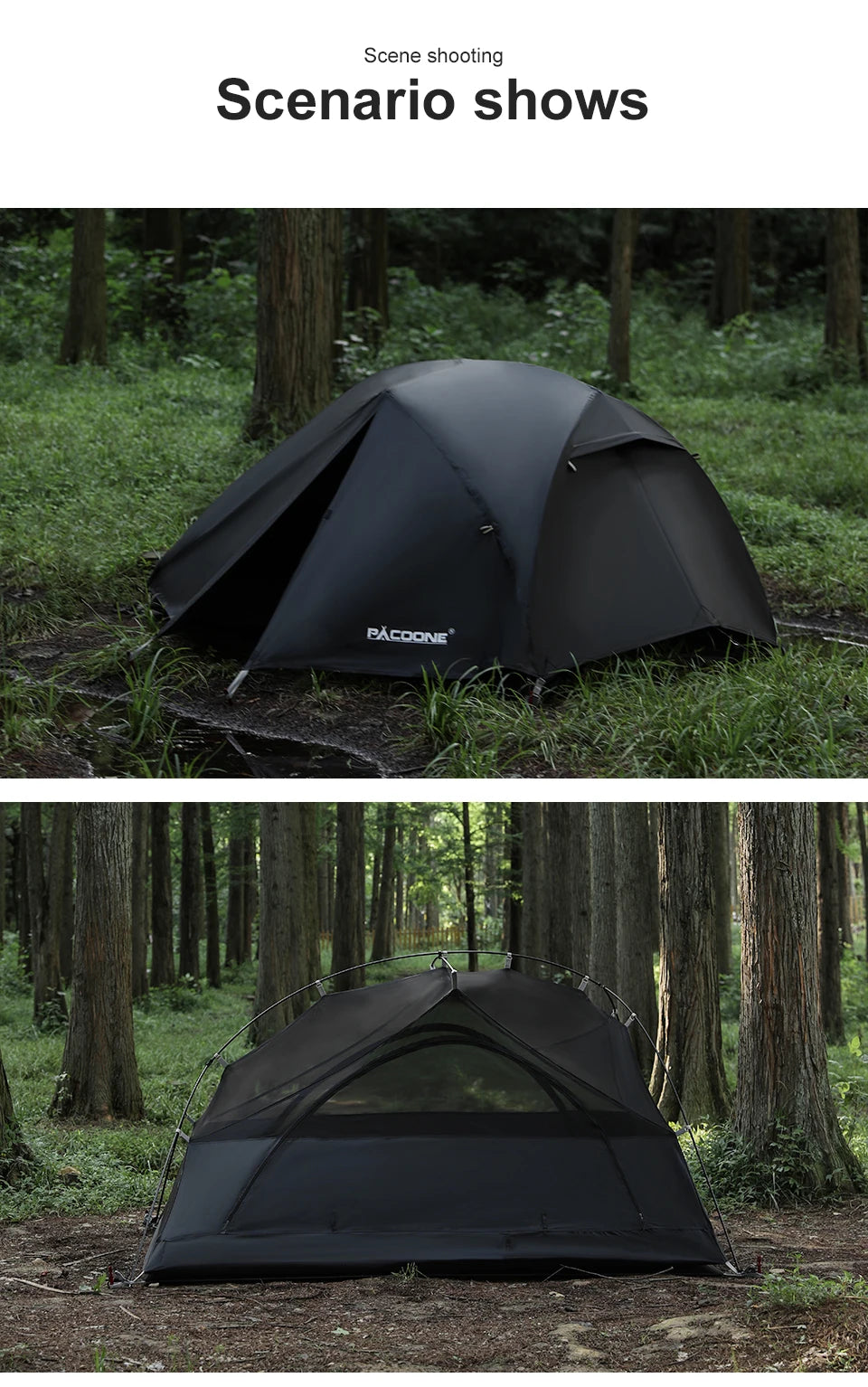 PACOONE Ultralight 20D Nylon Camping Tent