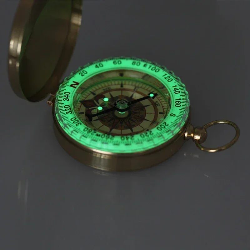 Brass Pocket Compass – Outdoor Hiking & Camping with Luminous Display