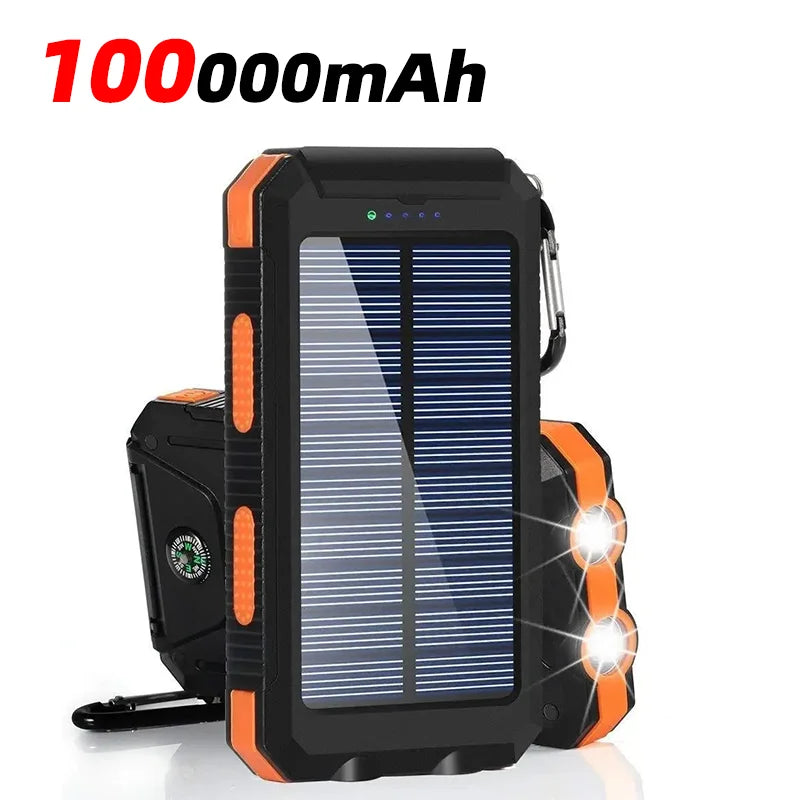 100000mAh Solar Power Bank Fast Charging Waterproof