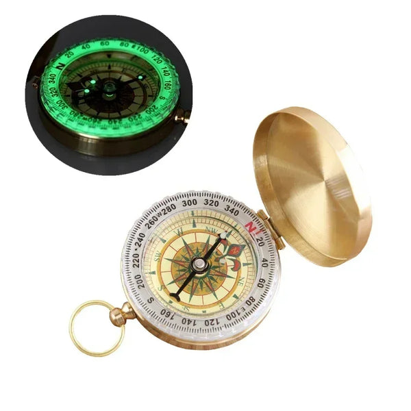 Brass Pocket Compass – Outdoor Hiking & Camping with Luminous Display