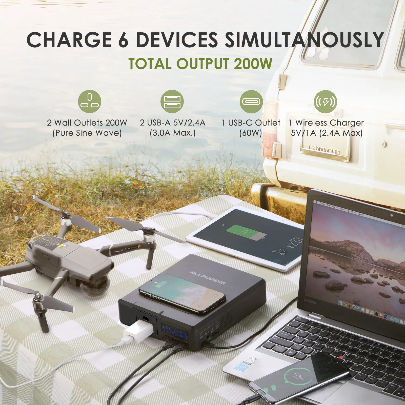 ALLPOWERS 154Wh Solar Power Bank – 41600mAh Portable Generator
