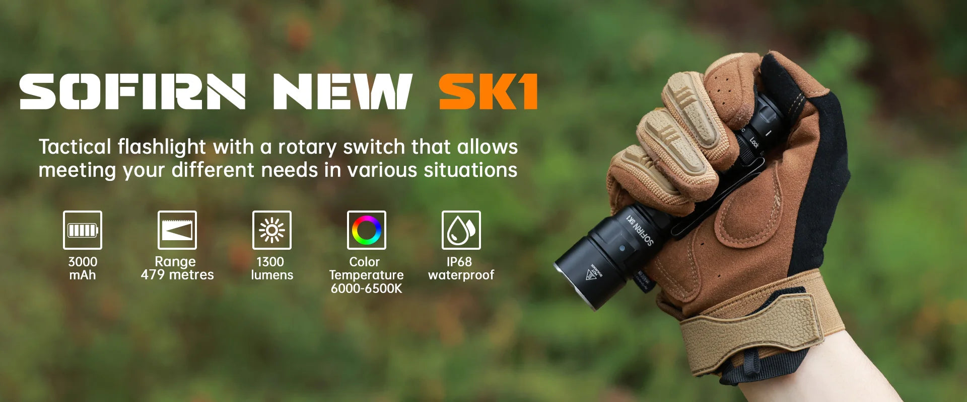 Sofirn SK1 SFT25R LED Tactical Flashlight 1300LM