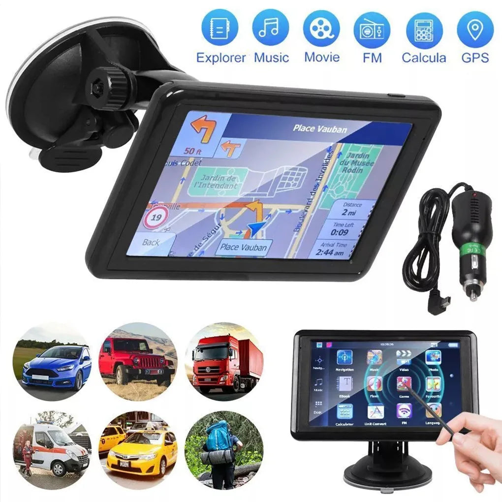 5-inch HD Car GPS Navigator – Europe Maps with USB Charger & FM Transmitter