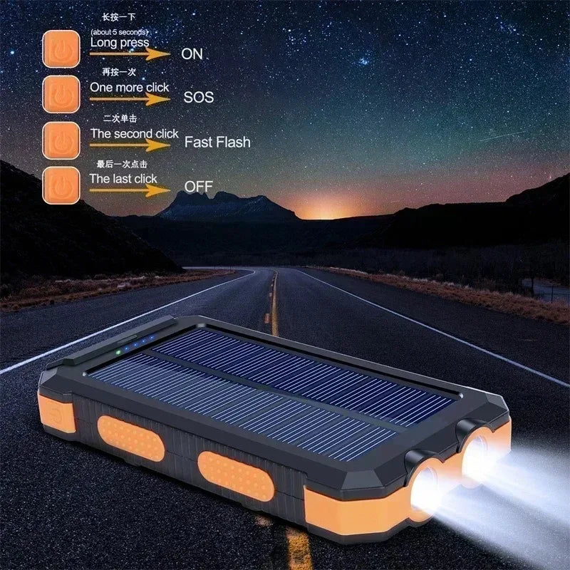 100000mAh Solar Power Bank Fast Charging Waterproof