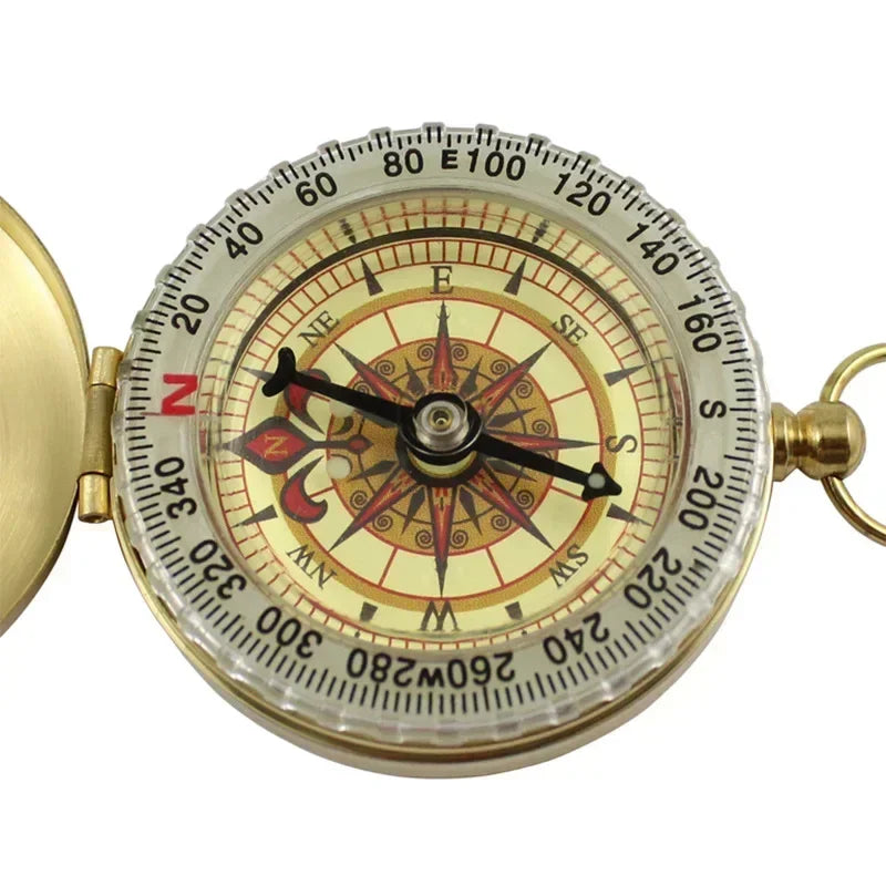 Brass Pocket Compass – Outdoor Hiking & Camping with Luminous Display
