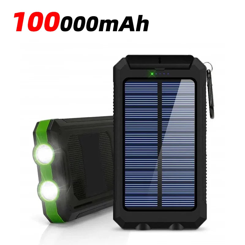 100000mAh Solar Power Bank Fast Charging Waterproof