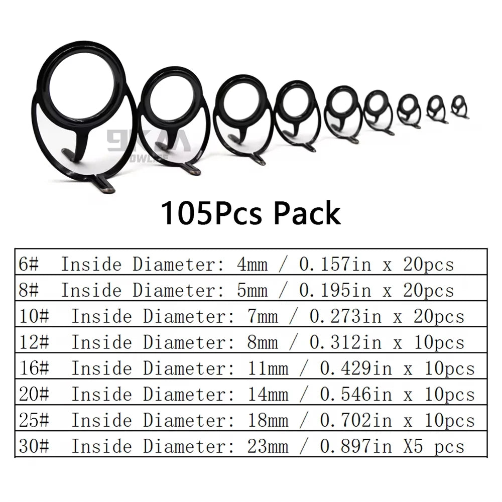 Fishing Rod Guide Repair Kit – 9~200Pcs Stainless Steel with Ceramic Rings
