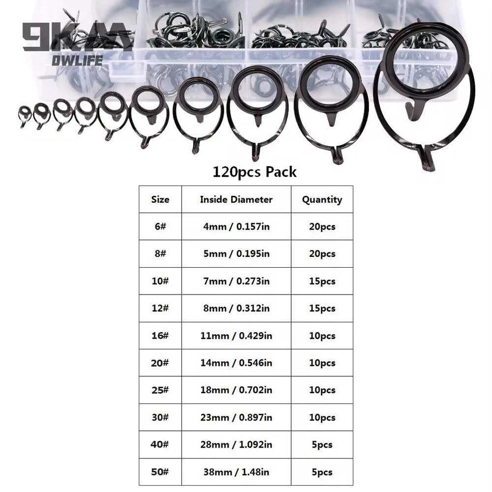 Fishing Rod Guide Repair Kit – 9~200Pcs Stainless Steel with Ceramic Rings