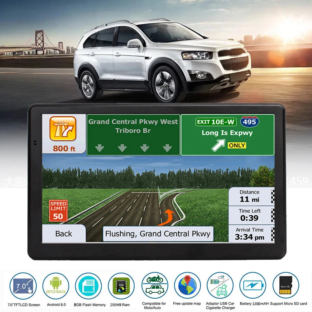 7-inch HD Car GPS Navigator – FM Transmitter with Australia, North America & Europe Maps
