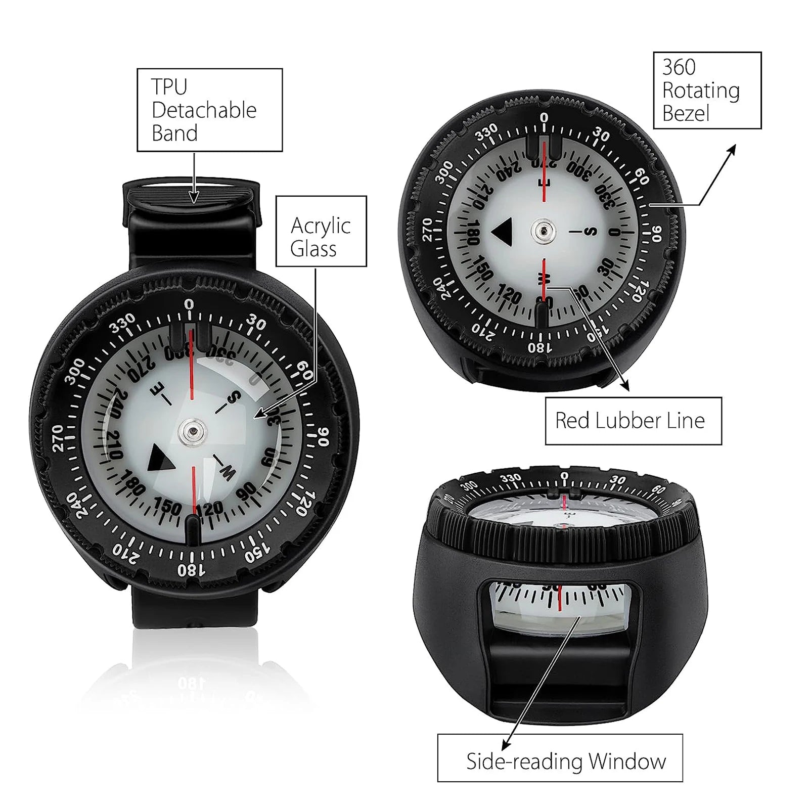 Digital Underwater Diving Compass – 50m Waterproof Scuba Navigator