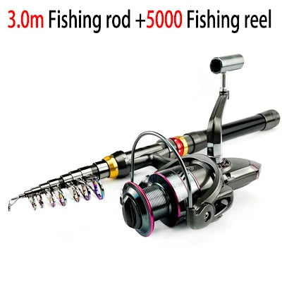 Carbon Fiber Telescopic Fishing Rod & Reel Combo