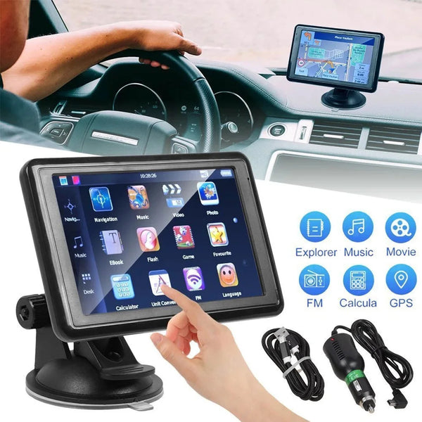 5-inch HD Car GPS Navigator – Europe Maps with USB Charger & FM Transmitter