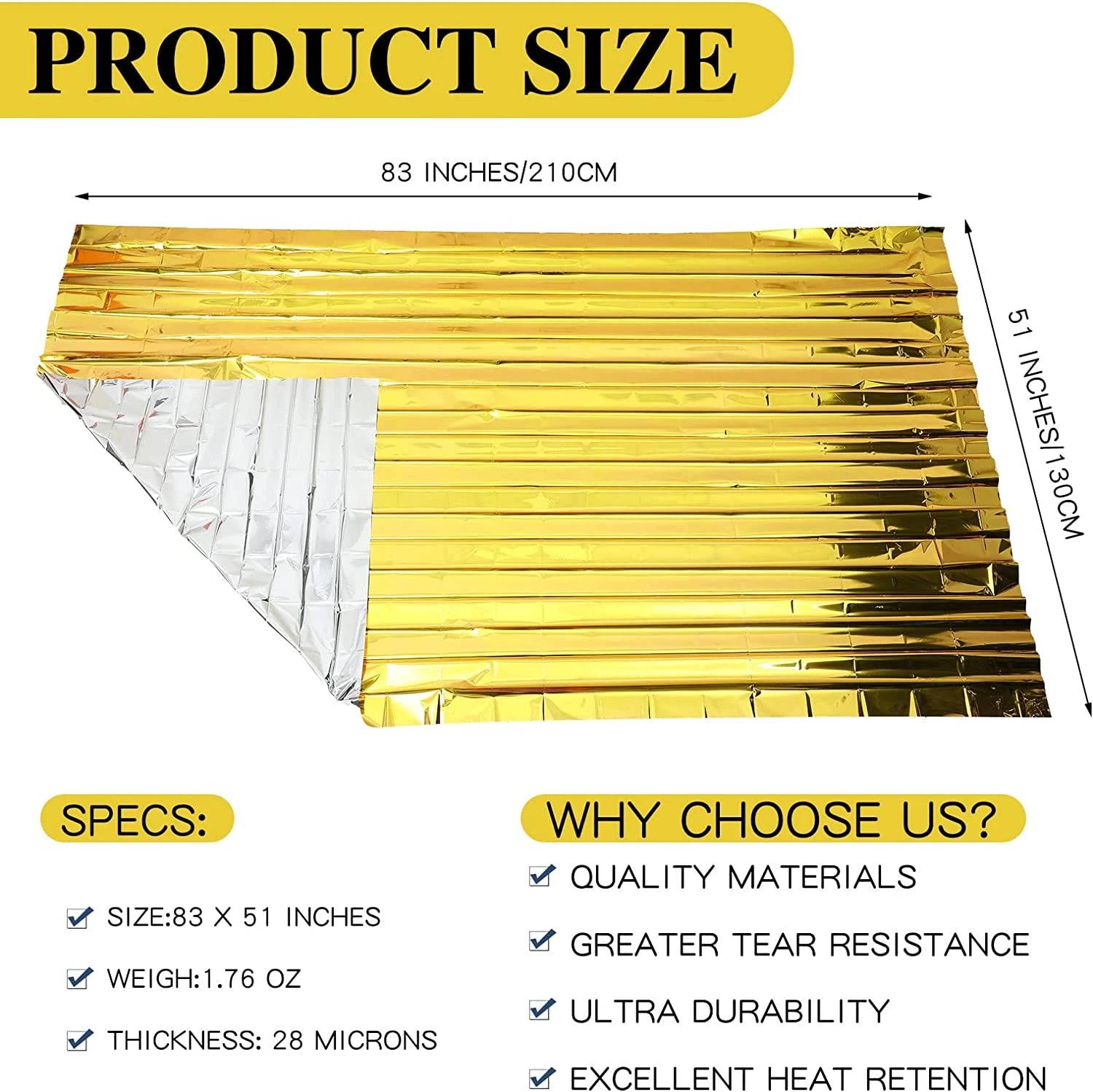 Emergency Thermal Survival Blanket 130x210cm