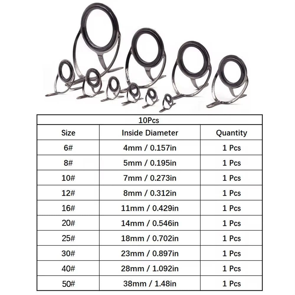 Fishing Rod Guide Repair Kit – 9~200Pcs Stainless Steel with Ceramic Rings