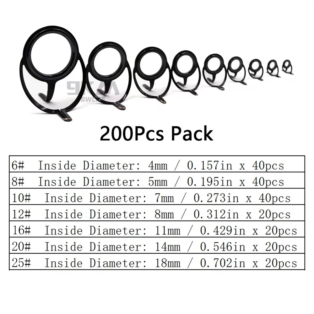 Fishing Rod Guide Repair Kit – 9~200Pcs Stainless Steel with Ceramic Rings