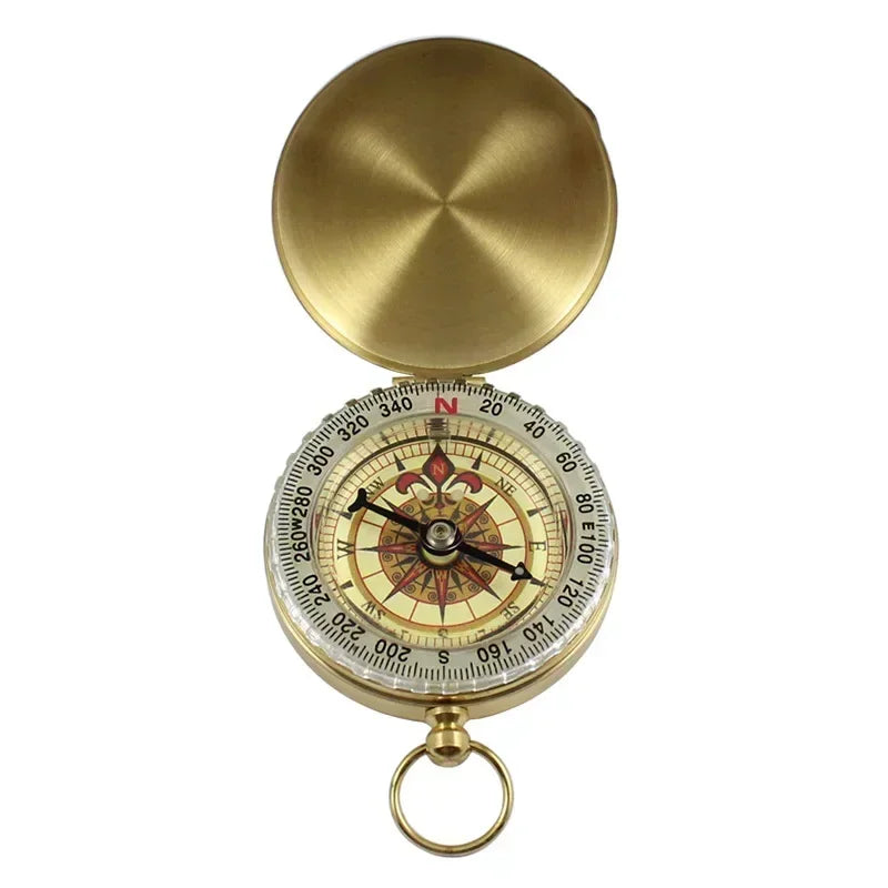 Brass Pocket Compass – Outdoor Hiking & Camping with Luminous Display