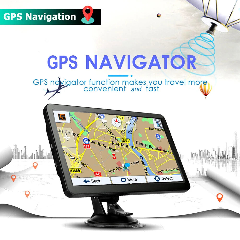 7-inch HD Car GPS Navigator – FM Transmitter with Australia, North America & Europe Maps