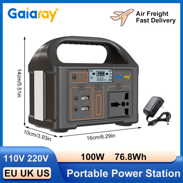 100W Portable Power Station – 24000mAh LiFePO4 Solar Generator