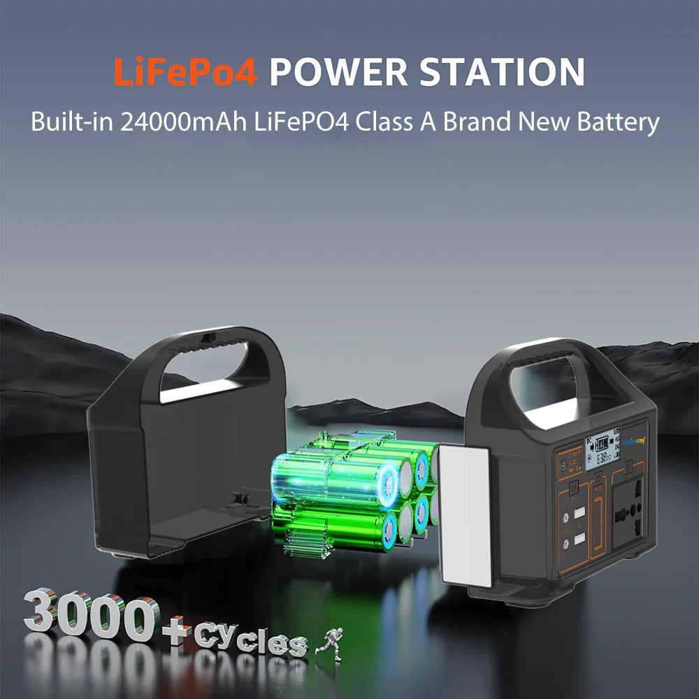 100W Portable Power Station – 24000mAh LiFePO4 Solar Generator