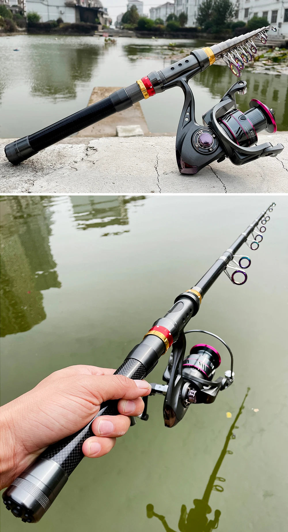 Carbon Fiber Telescopic Fishing Rod & Reel Combo