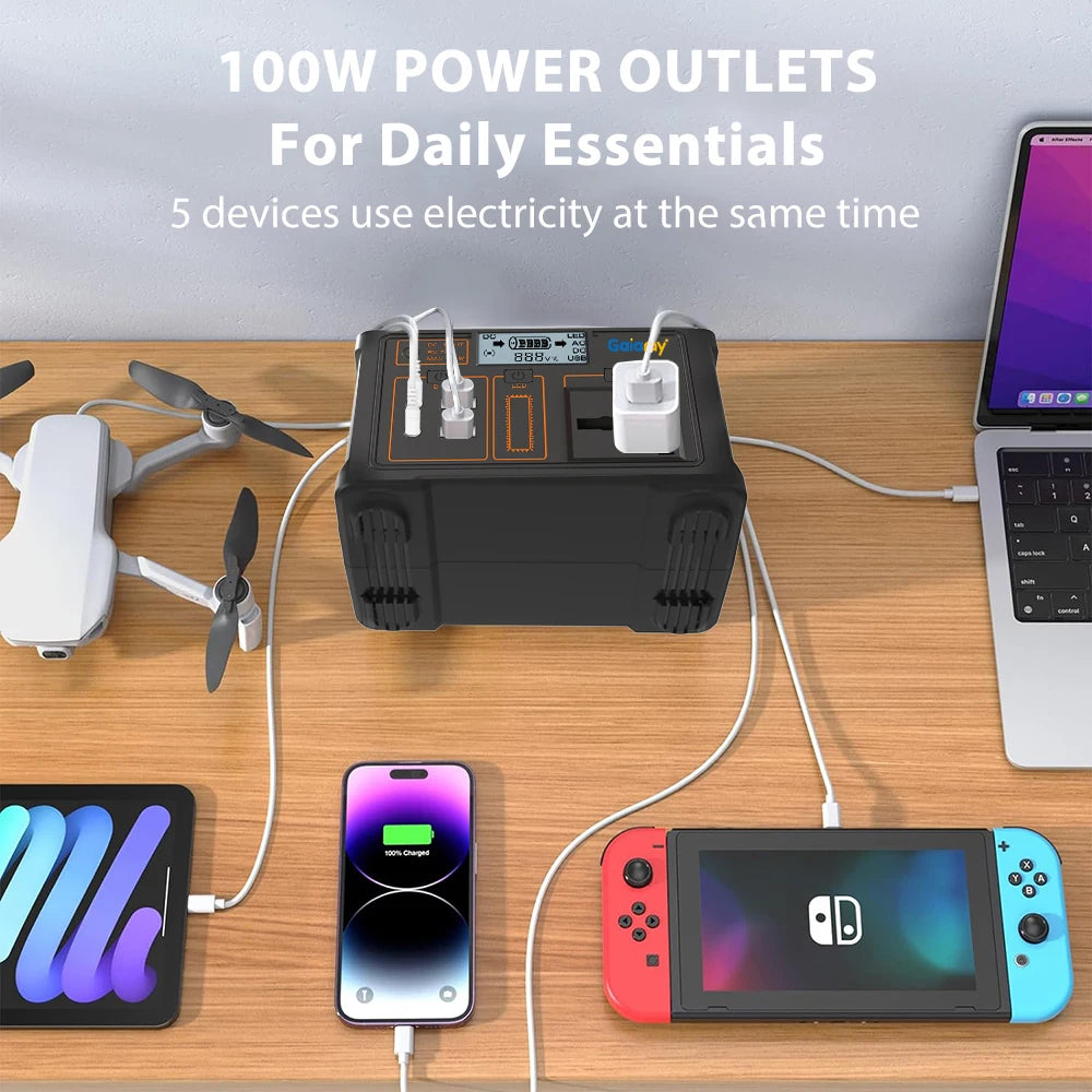 100W Portable Power Station – 24000mAh LiFePO4 Solar Generator