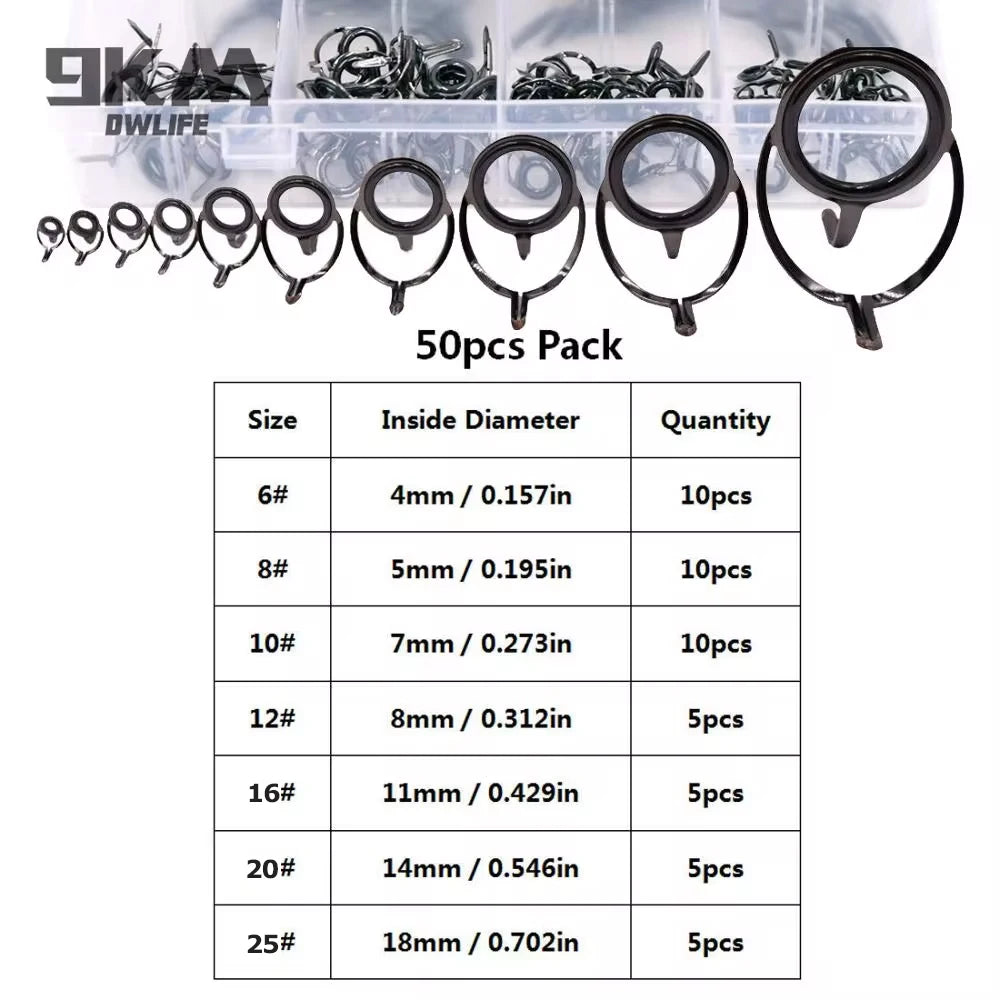 Fishing Rod Guide Repair Kit – 9~200Pcs Stainless Steel with Ceramic Rings