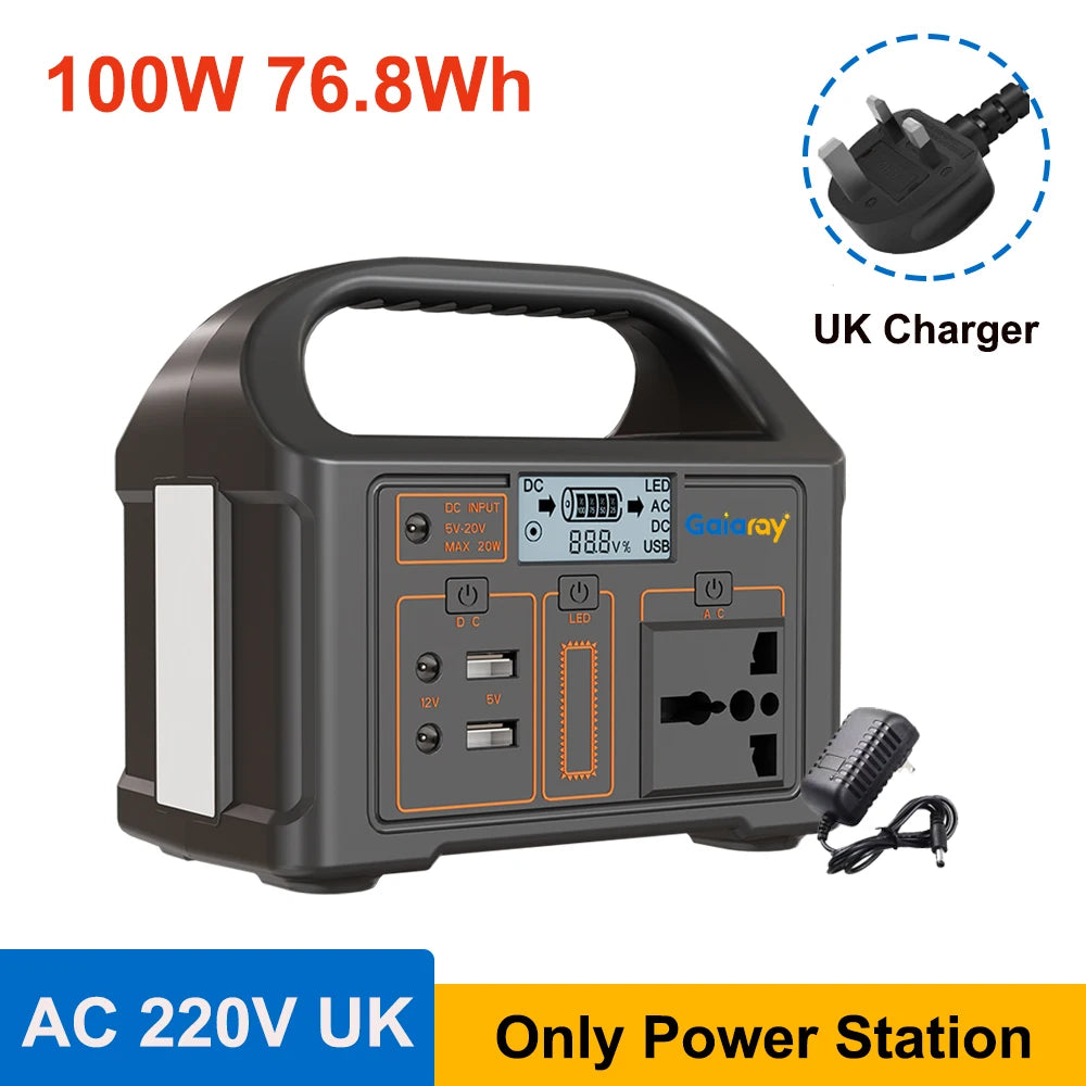 100W Portable Power Station – 24000mAh LiFePO4 Solar Generator