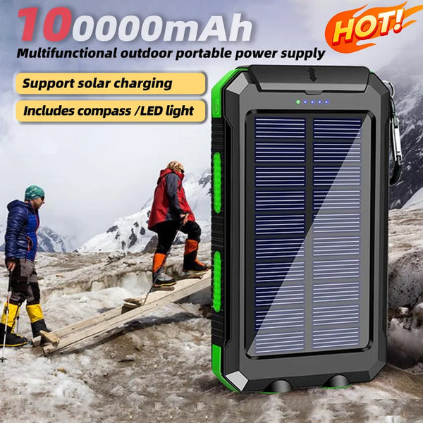 100000mAh Solar Power Bank Fast Charging Waterproof