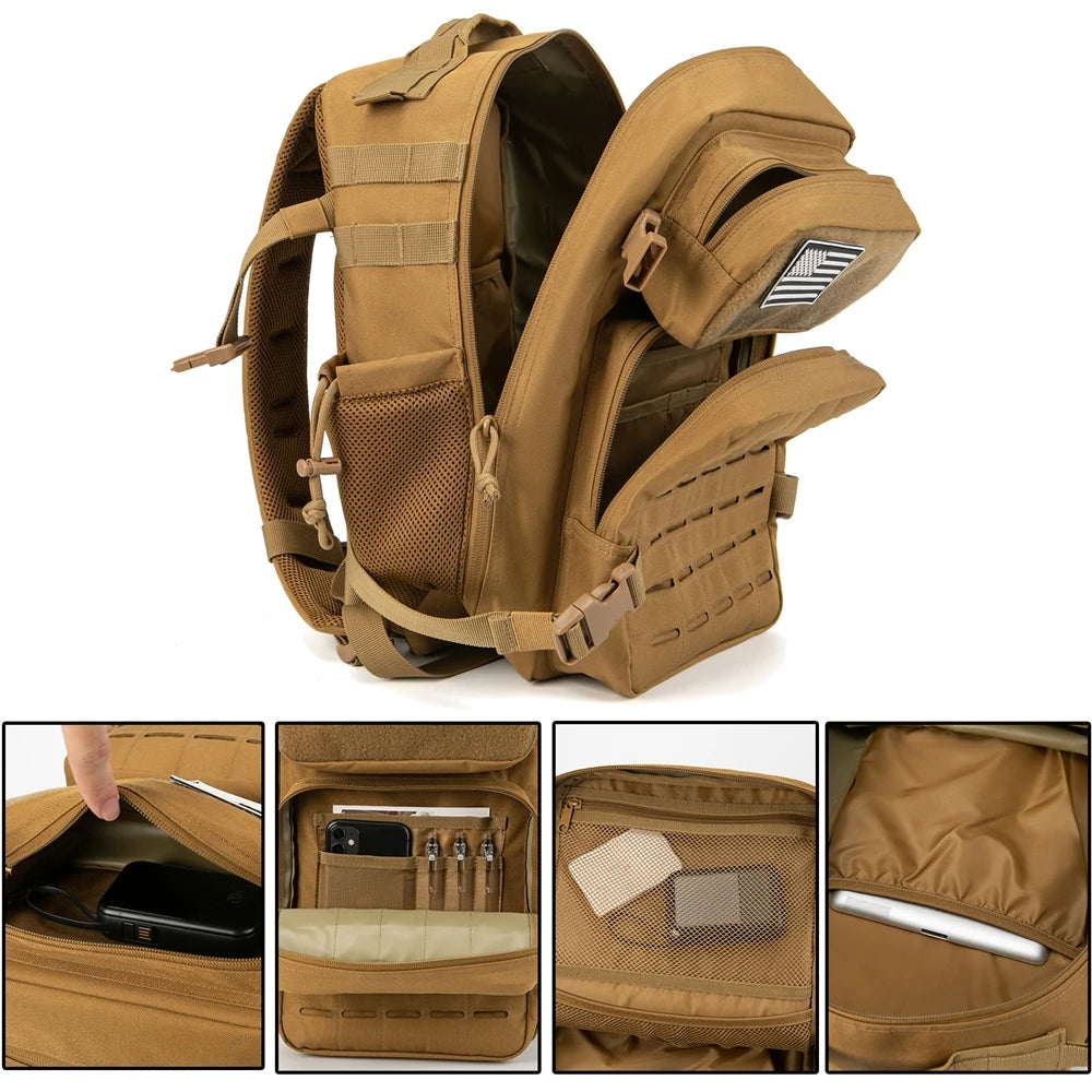 25L Tactical MOLLE Backpack with Bottle Holder