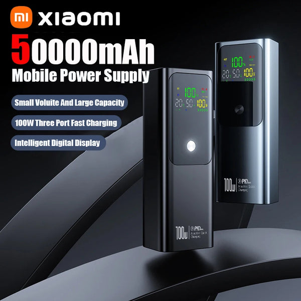 50000mAh Color Screen Power Bank – PD 100W Bidirectional Fast Charging