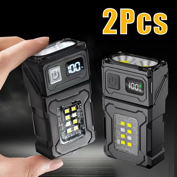 Mini USB Rechargeable LED Flashlight – Super Bright with COB Emergency Light & Magnet