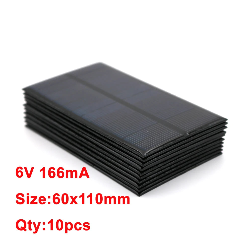10PCS Solar Panel Set – 6V Mini Solar Battery Cells for Portable Charging